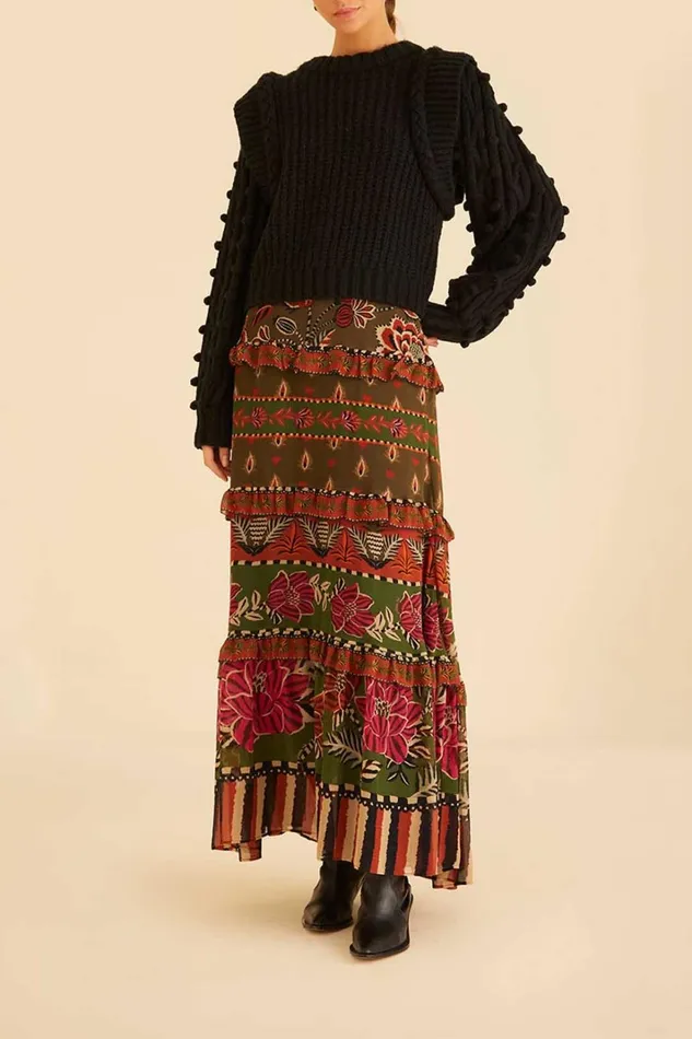 Women Black Braided Sweater Black FARM Rio Sweaters and Sweatshirts