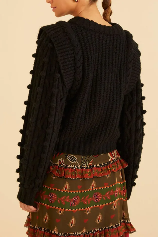 Women Black Braided Sweater Black FARM Rio Sweaters and Sweatshirts
