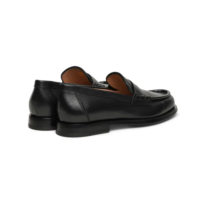 Women Black Leather Penny Loafer Santoni Loafers