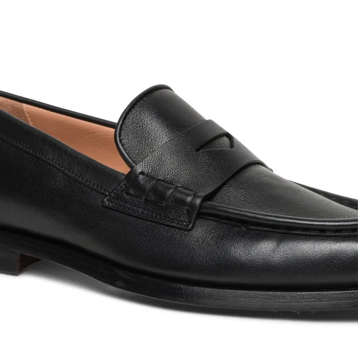 Women Black Leather Penny Loafer Santoni Loafers