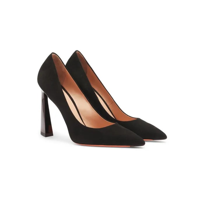 Women Black Suede HighHeel Pump Santoni Pumps and Heels