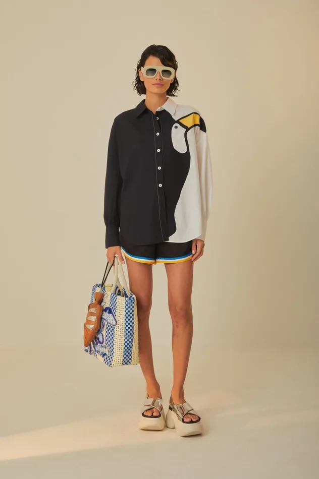 Women Black With Stripes Shorts Black FARM Rio Shorts
