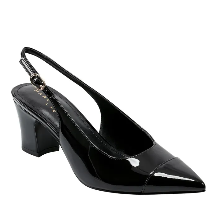Women Blakeley Slingback Pump Black Patent Leather Marc Fisher Heels and Pumps