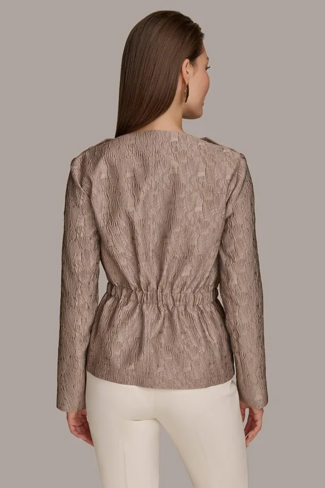 Women Blazers Donna Karan TEXTURED JACKET WITH TIE BELT Mink