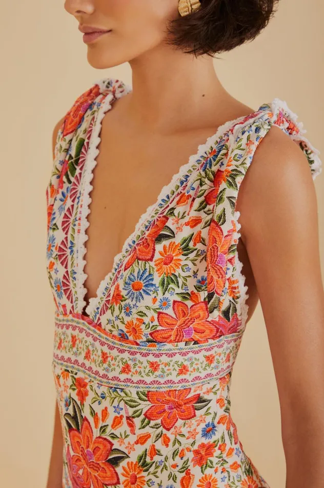 Women Bloom Garden One Piece Swimsuit Bloom Garden Offwhite FARM Rio OnePiece Swimsuits