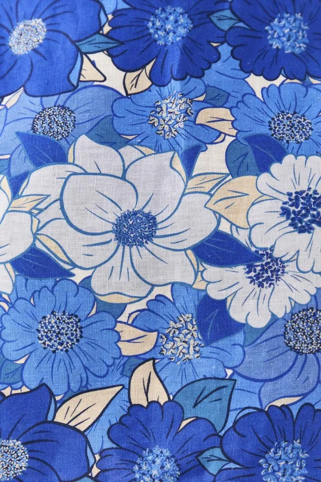 Women Blue Flower Stripes Crop Top Flower Stripes Offwhite FARM Rio Crop Tops
