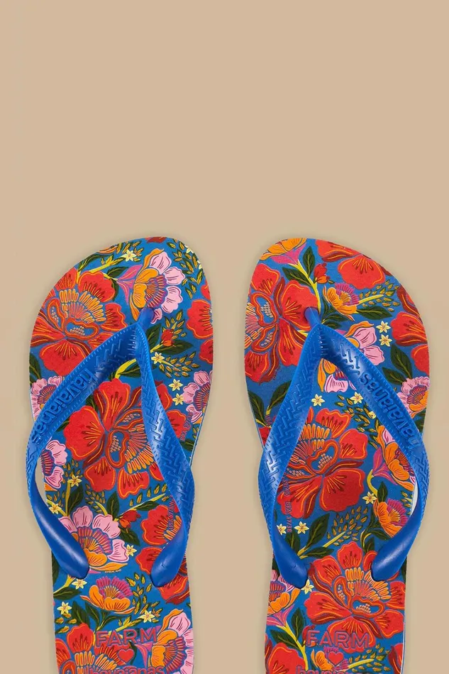 Women Blue Flowers Garden Havaianas Sandals Flowers Garden Blue FARM Rio Sandals