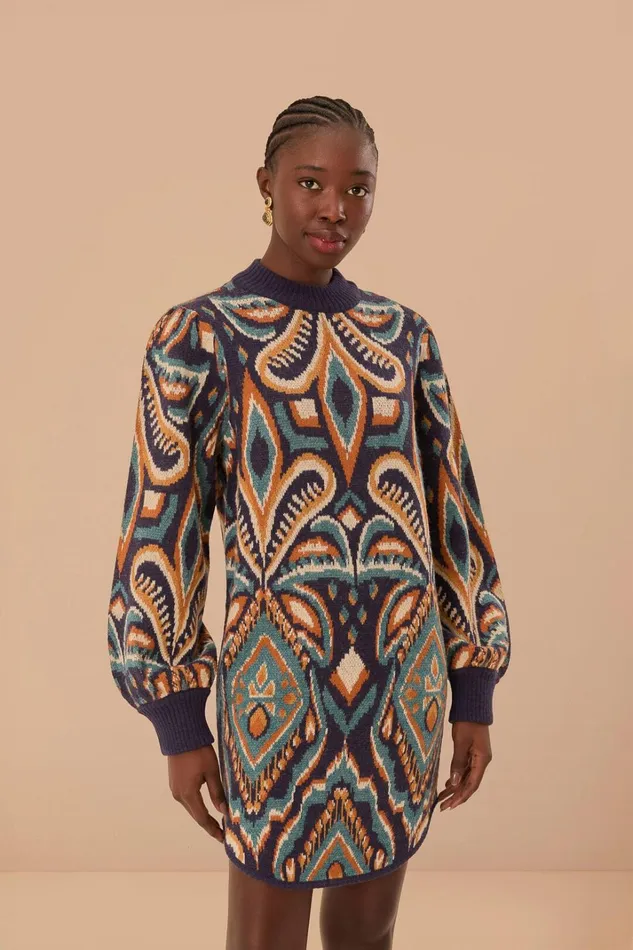Women Blue Pineapple Ikat Sweater Dress Pineapple Ikat Blue FARM Rio Sweaters and Sweatshirts Women Blue Pineapple Ikat Sweater Dress Pineapple Ikat Blue FARM Rio Sweaters and Sweatshirts