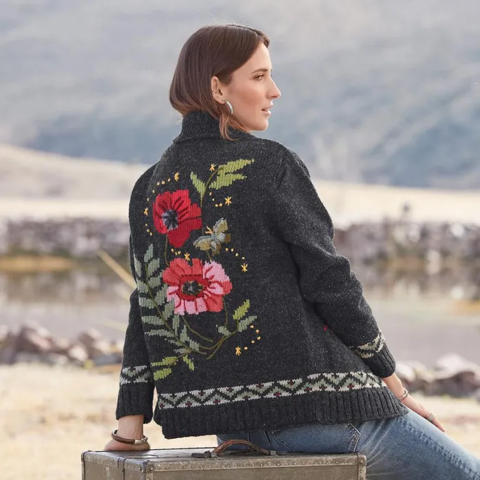 Women Botanical Impressions Cardigan Black Sundance Catalog Sweaters Women Botanical Impressions Cardigan Black Sundance Catalog Sweaters