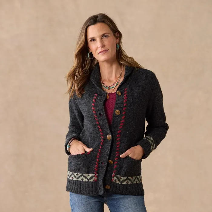 Women Botanical Impressions Cardigan Black Sundance Catalog Sweaters Women Botanical Impressions Cardigan Black Sundance Catalog Sweaters
