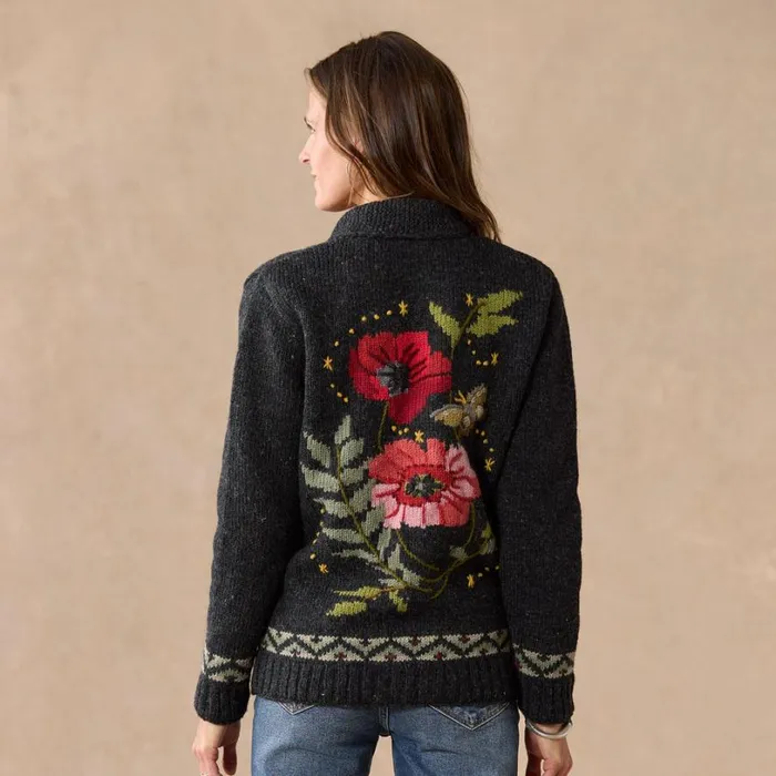 Women Botanical Impressions Cardigan Black Sundance Catalog Sweaters Women Botanical Impressions Cardigan Black Sundance Catalog Sweaters