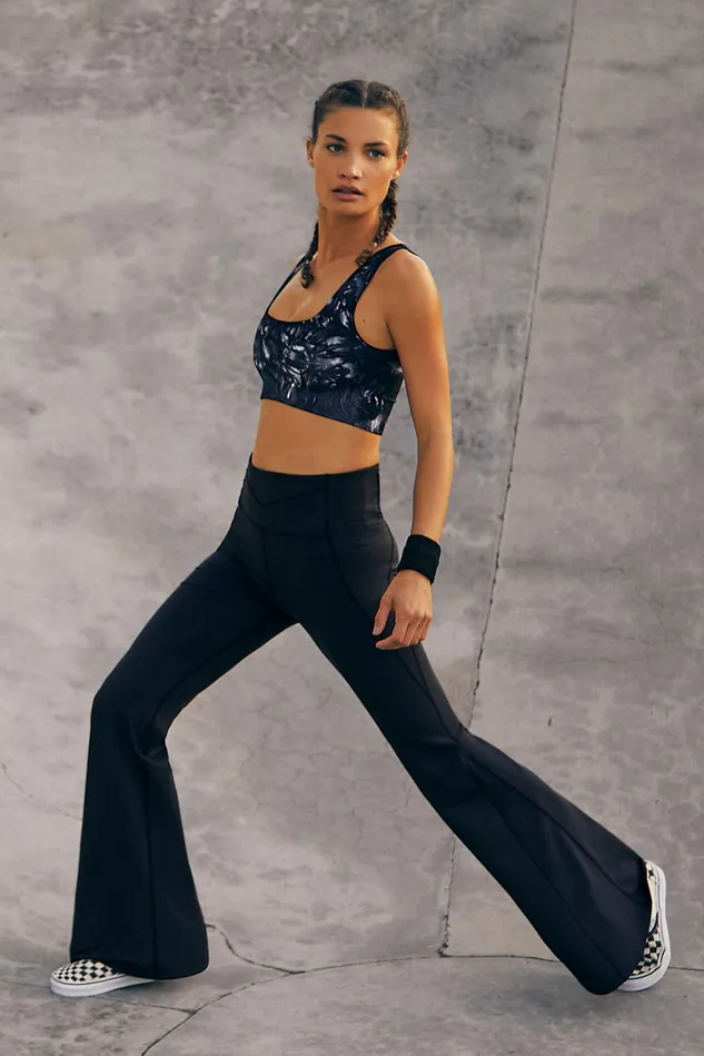 Women Bottoms Free People Kick Start It Flare Pants Black