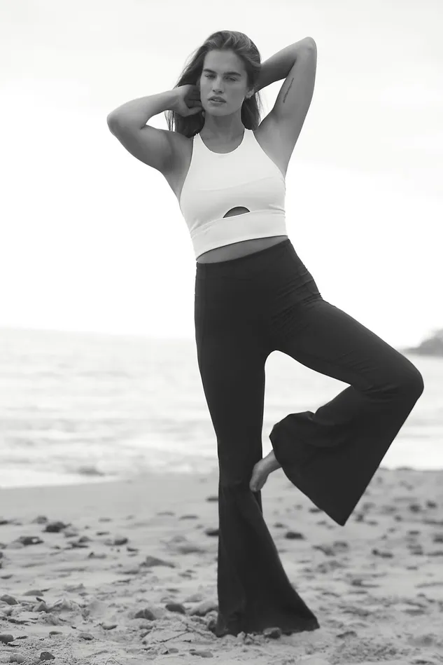 Women Bottoms Free People Kick Start It Flare Pants Black