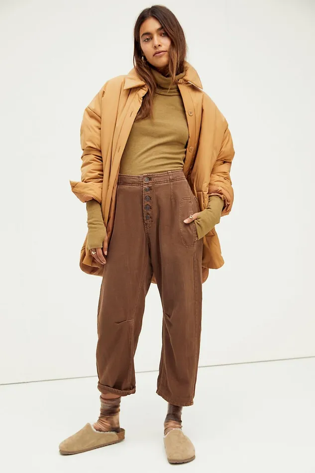 Women Boyfriend Jeans Free People Osaka Relaxed Jeans Tree Bark Brown