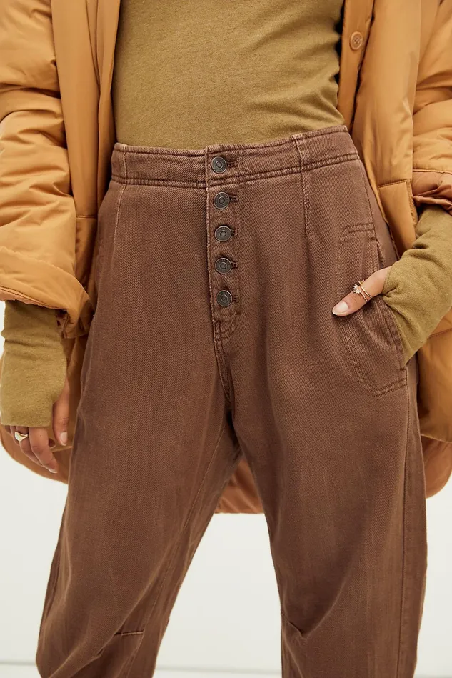 Women Boyfriend Jeans Free People Osaka Relaxed Jeans Tree Bark Brown