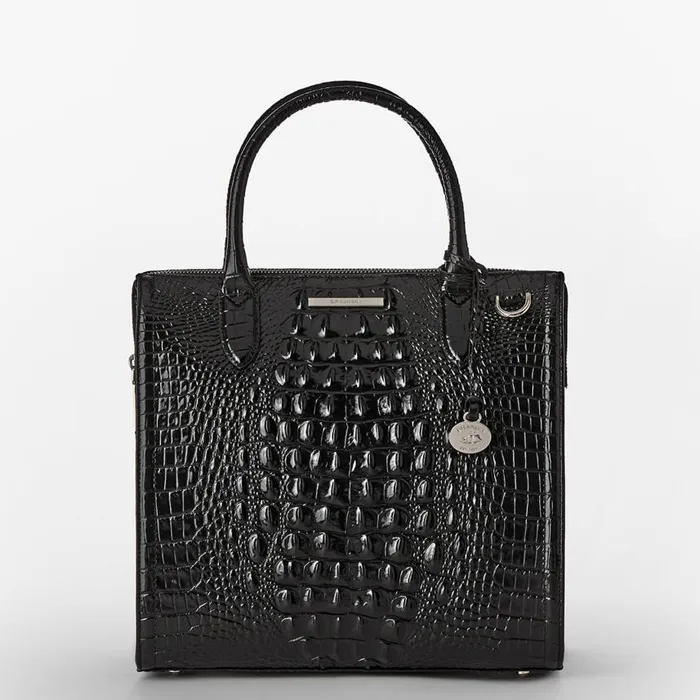 Women Brahmin Satchels Caroline Black Melbourne Silver Hardware