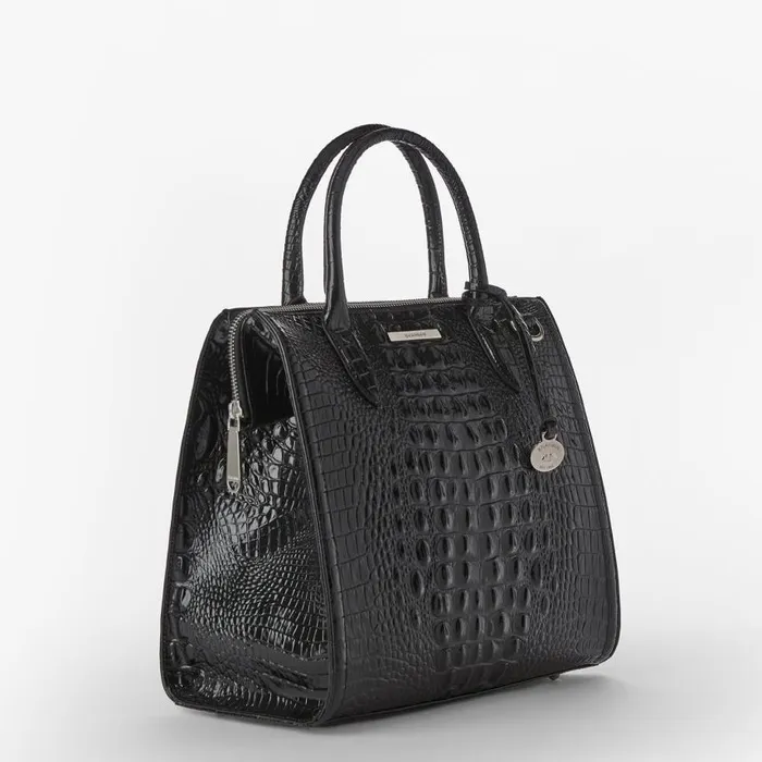 Women Brahmin Satchels Caroline Black Melbourne Silver Hardware