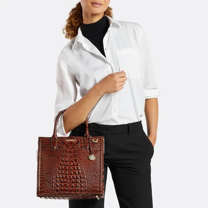 Women Brahmin Satchels Caroline Black Melbourne Silver Hardware