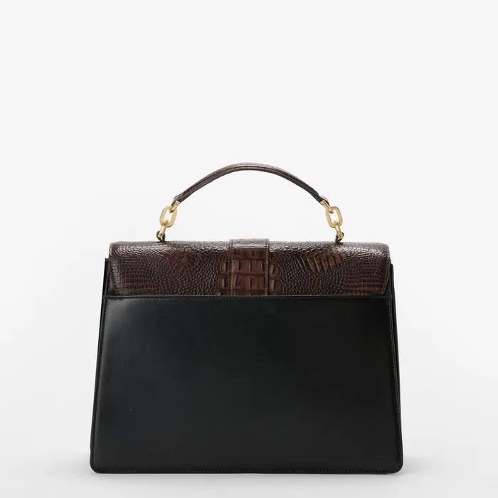 Women Brahmin Satchels Hallie Black Tuscan