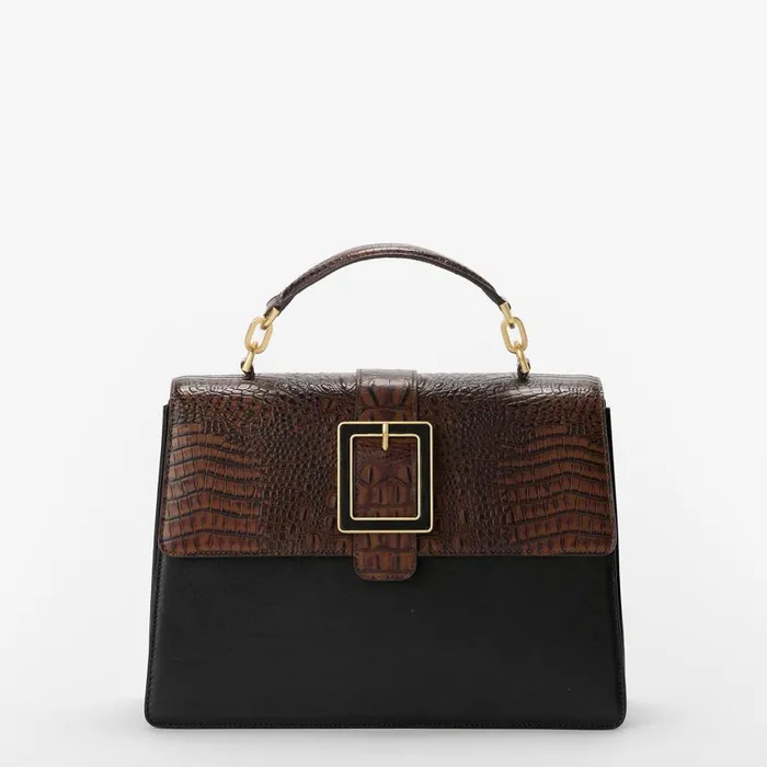 Women Brahmin Satchels Hallie Black Tuscan