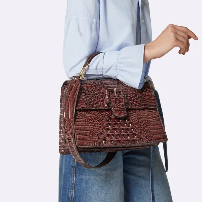 Women Brahmin Satchels Hallie Black Tuscan
