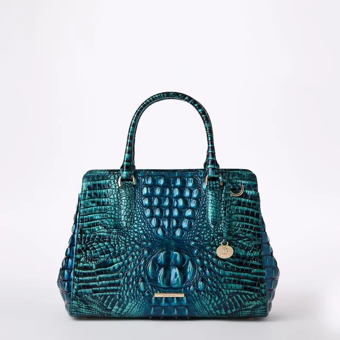 Women Brahmin Satchels Small Finley Blue Patina Melbourne