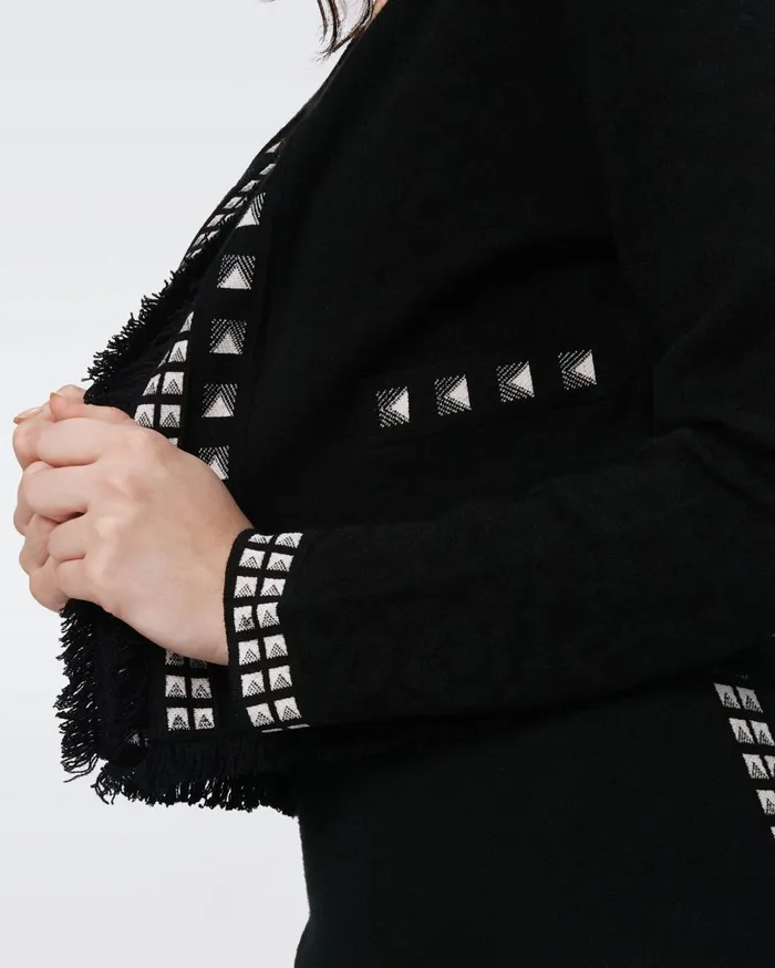 Women Brogan Knit Jacquard Cardigan Black And Stud DVF Sweaters and Knits