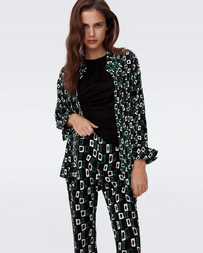 Women Brooklyn Pants Black Chain Spots DVF Pants and Shorts