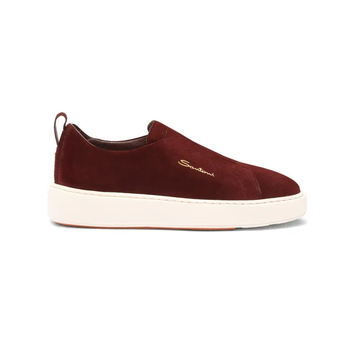Women Burgundy Suede SlipOn Sneaker Santoni Sneakers