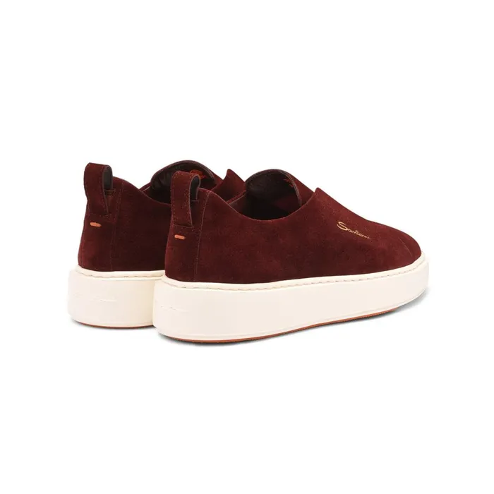 Women Burgundy Suede SlipOn Sneaker Santoni Sneakers
