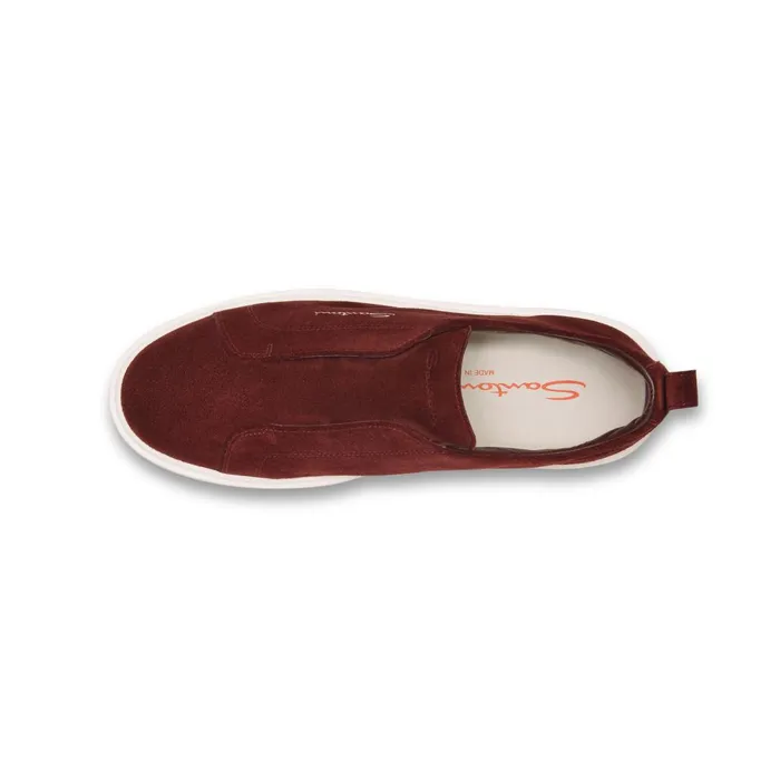Women Burgundy Suede SlipOn Sneaker Santoni Sneakers