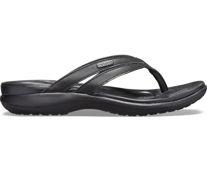 Women Capri Basic Strappy Flip Black Black Crocs Sandals