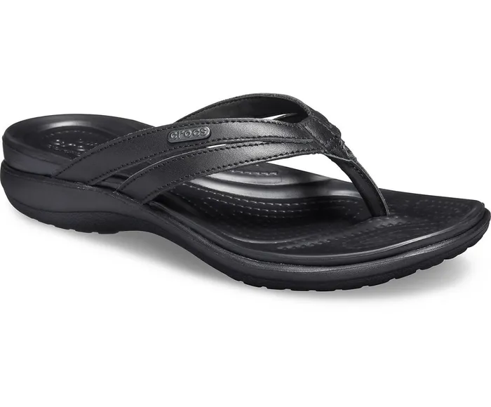 Women Capri Basic Strappy Flip Black Black Crocs Sandals