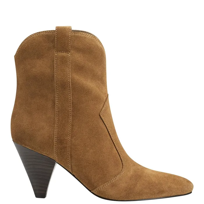 Women Carissa Heeled Western Bootie Cognac Suede Marc Fisher Casual Boots