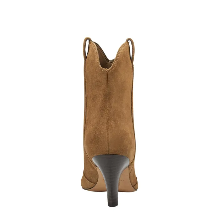 Women Carissa Heeled Western Bootie Cognac Suede Marc Fisher Casual Boots