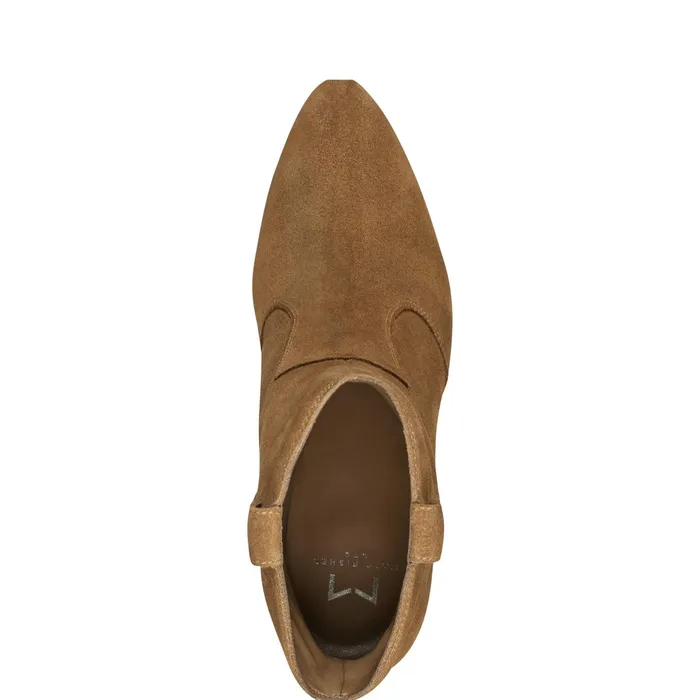 Women Carissa Heeled Western Bootie Cognac Suede Marc Fisher Casual Boots