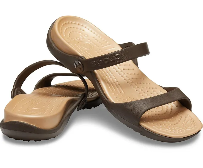 Women Cleo Sandal Espresso Gold Crocs Sandals
