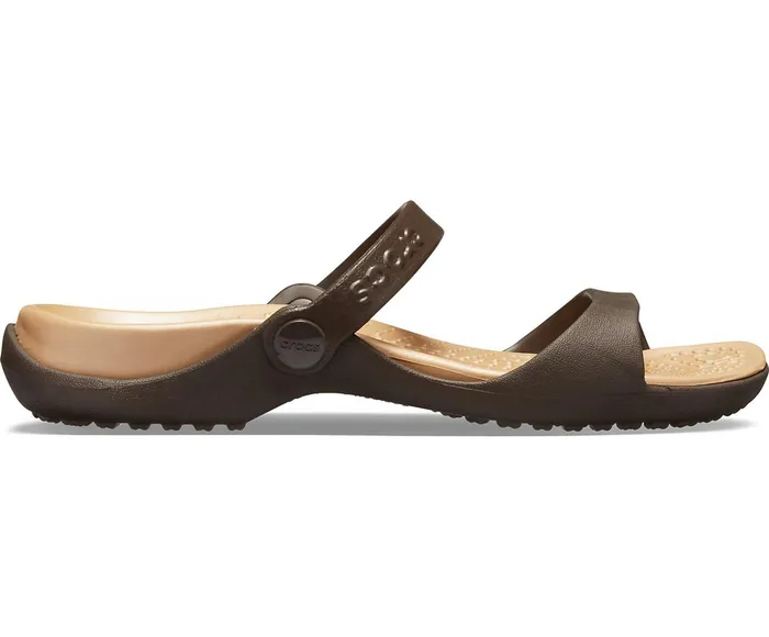 Women Cleo Sandal Espresso Gold Crocs Sandals