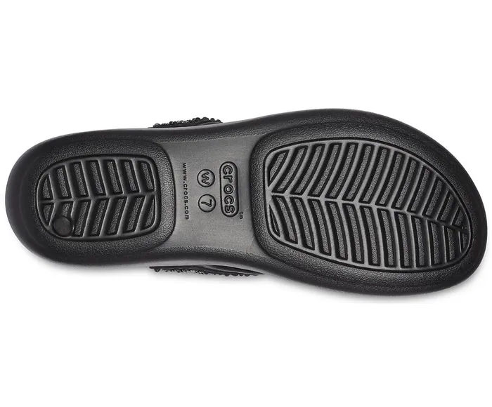 Women Crocs Monterey Shimmer Wedge Flip Black Crocs Sandals