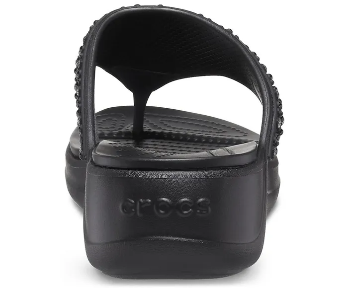 Women Crocs Monterey Shimmer Wedge Flip Black Crocs Sandals