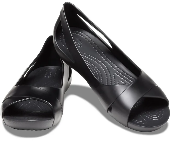 Women Crocs Serena Flat Black Crocs Sandals