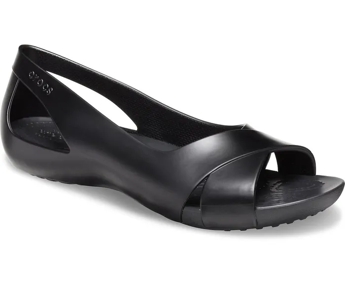 Women Crocs Serena Flat Black Crocs Sandals