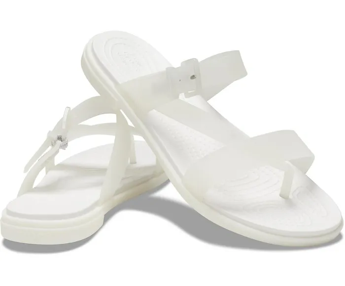 Women Crocs Tulum Translucent Toe Post Oyster Crocs Sandals