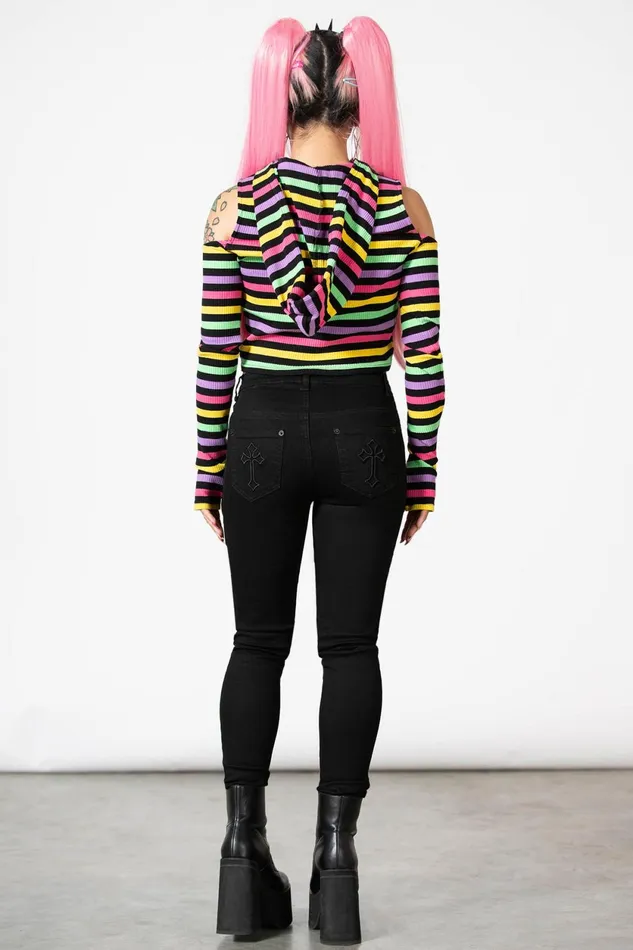 Women Crop Killstar Dazzle Daze Hooded Top