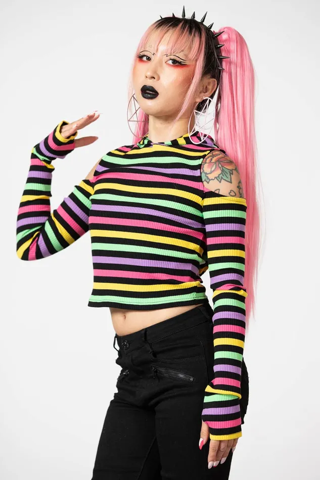 Women Crop Killstar Dazzle Daze Hooded Top