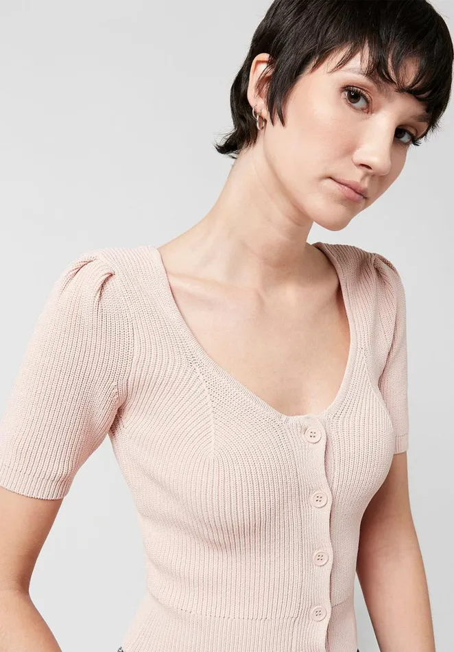 Women Cropped Delaney Cardigan Light Pink Buffalo David Bitton Sweaters