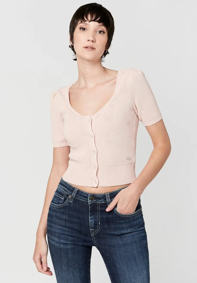 Women Cropped Delaney Cardigan Light Pink Buffalo David Bitton Sweaters