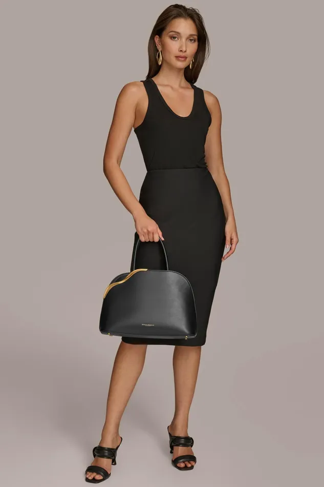 Women Crossbody Bags And Satchels Donna Karan MALVERNE SATCHEL Black Women Crossbody Bags And Satchels Donna Karan MALVERNE SATCHEL Black