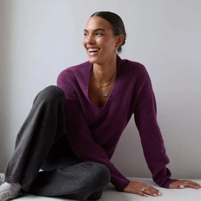 Women Daniela Cashmere Sweater Aubergine Sundance Catalog Sweaters