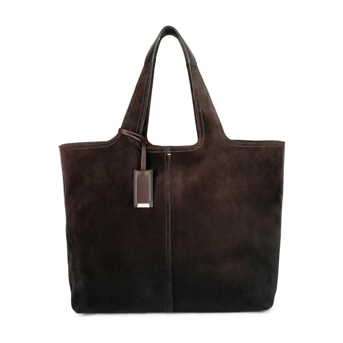 Women Dark Brown Suede Shoulder Bag Santoni Bags